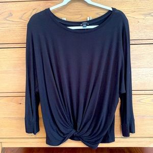 Ann Taylor Black Long Sleeve Twist Top